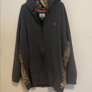 Legendary Whitetails Charcoal Hoodie with Camo and Orange Accents